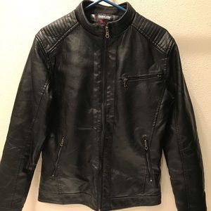 Faux Leather Moto Jacket (Black)